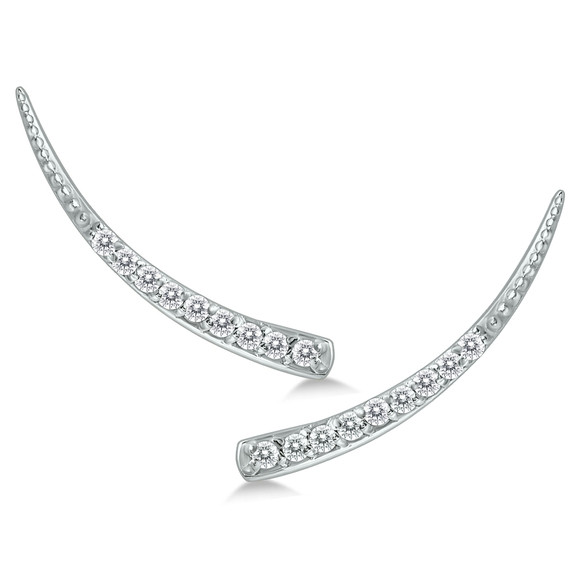 1/5 CTW Genuine Diamond Climber Earrings in 14K White Gold